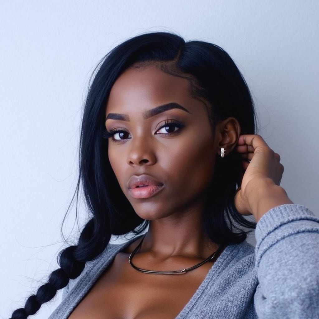 Regal Black Goddess Portrait in Cinematic Style