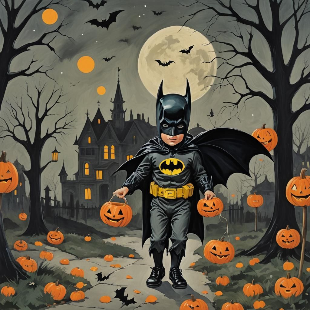 Boy as Batman Trick-or-Treating: Abstract Art