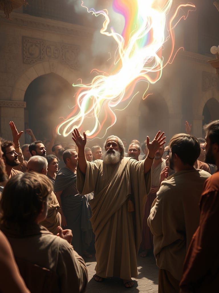 Pentecost Scene: Apostle Peter Preaching in Jerusalem