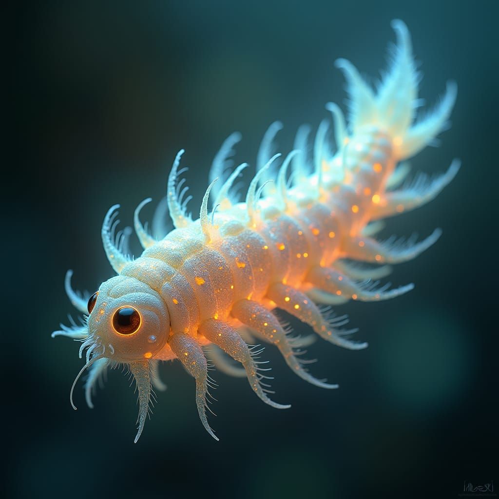 Iridescent Larva in Michelangelo-Inspired Light