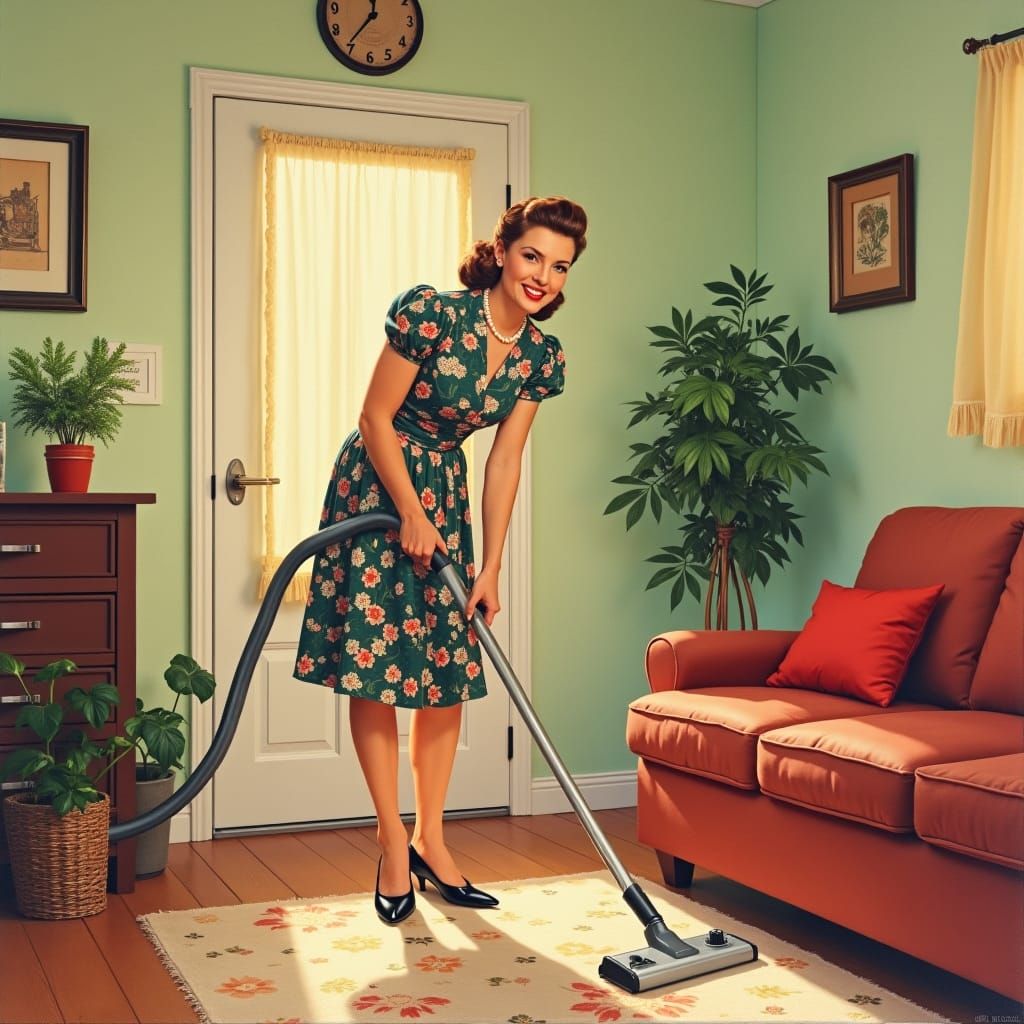 Nostalgic 1950s Housewife in Rockwell Style