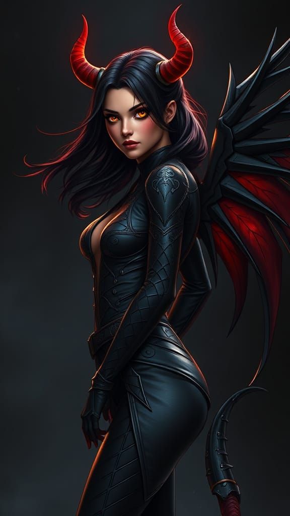 Ethereal Demon Girl in Dark Fantasy Art Style