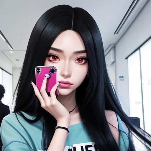 Anime Style Influencer Recording Bloody Wrist