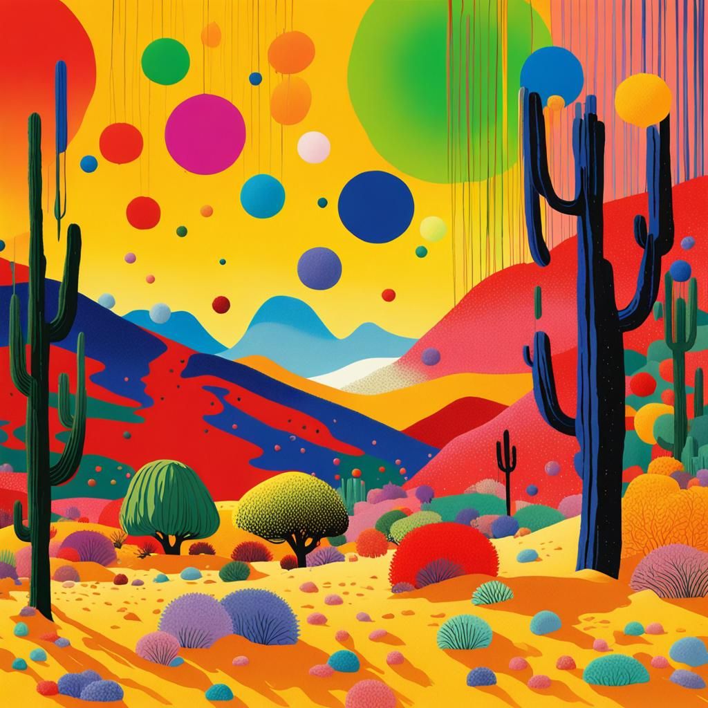 Colorful Desert Landscape in Polychromatic Light