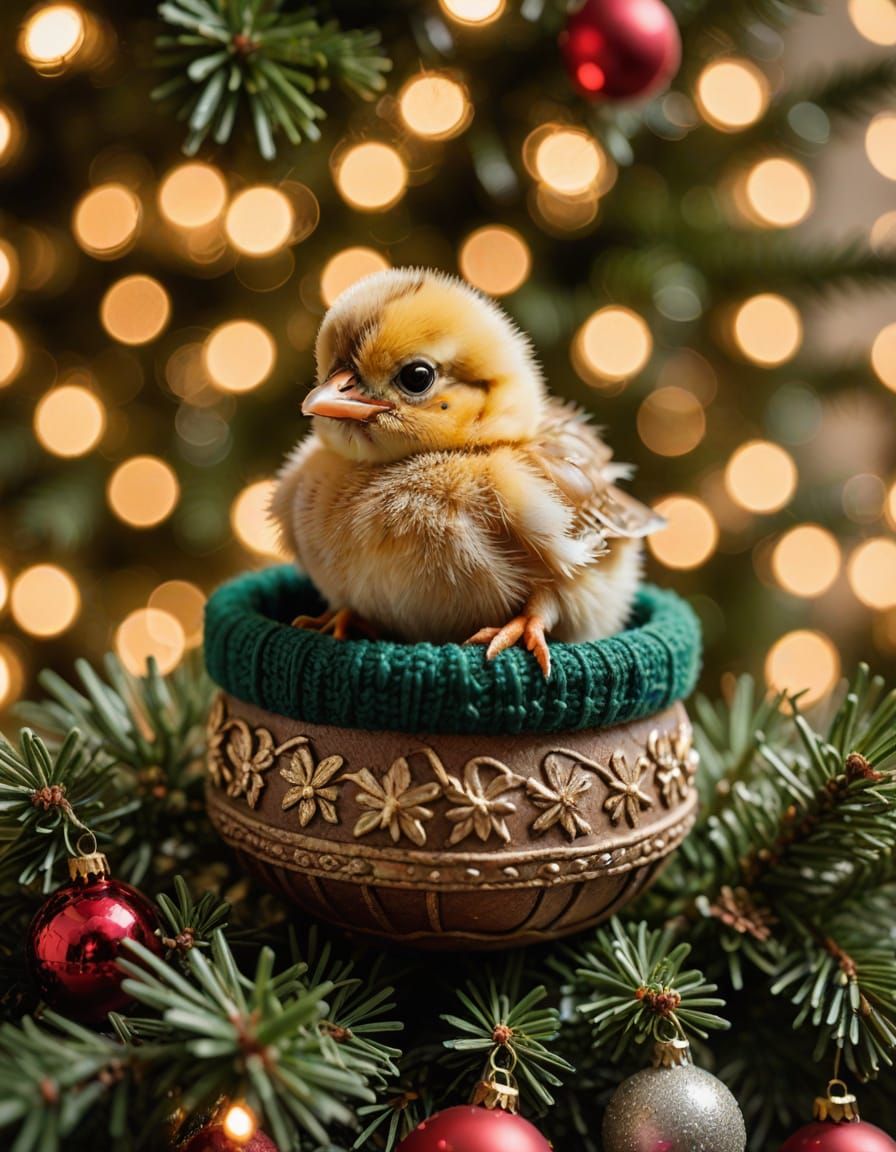 Golden Christmas Chick in a Shoe