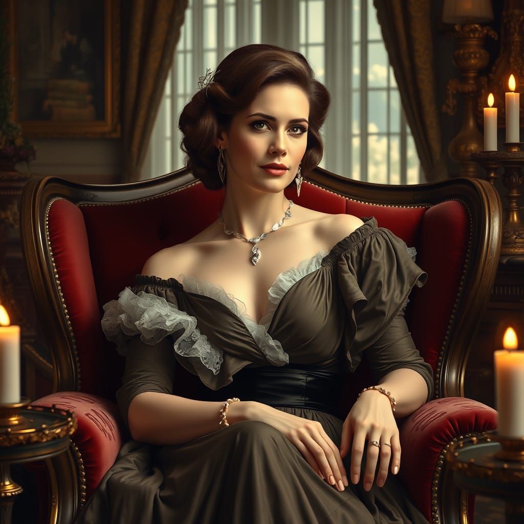 Elegant Woman in Lavish Attire, Exuding Sophistication and R...