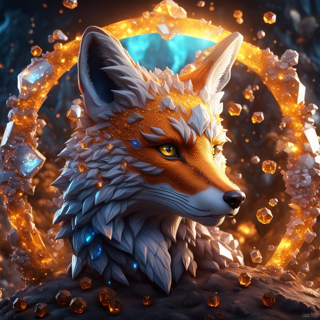 Crystal Fox Fantasy Concept Art in 8k