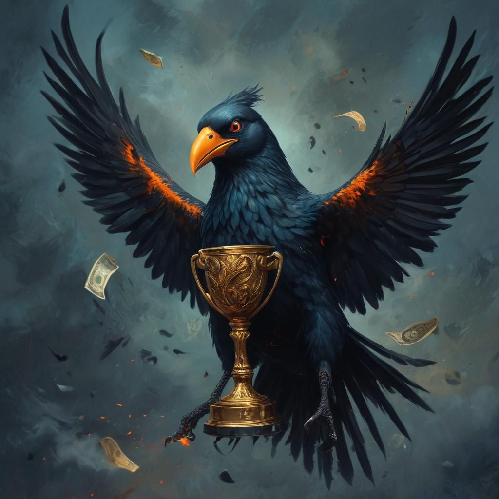 Furious Black Bird Champion in Dark Fantasy Art