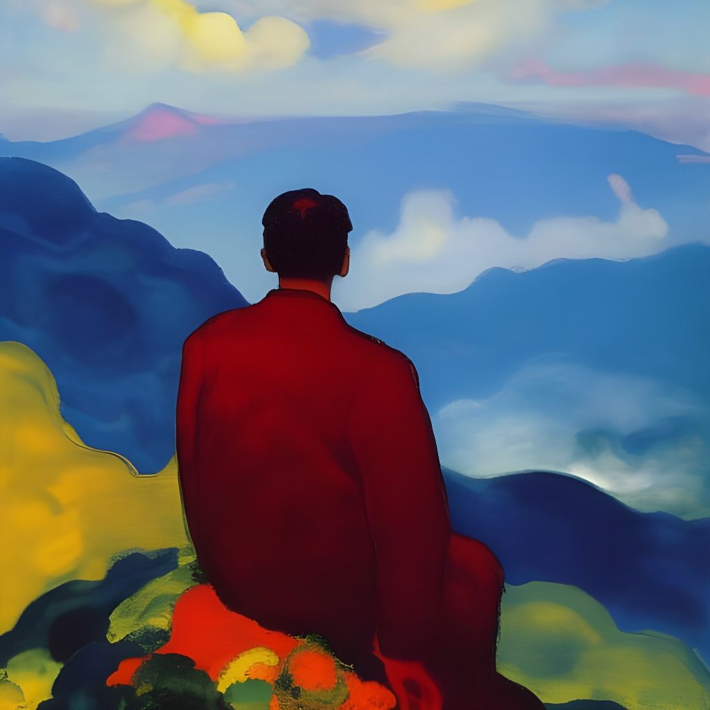 Expressionist Wanderer Above a Misty Landscape