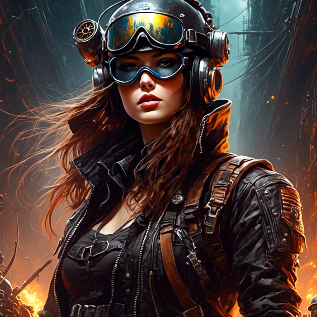 Gothic Post-Apocalyptic Girl in Hat and Goggles