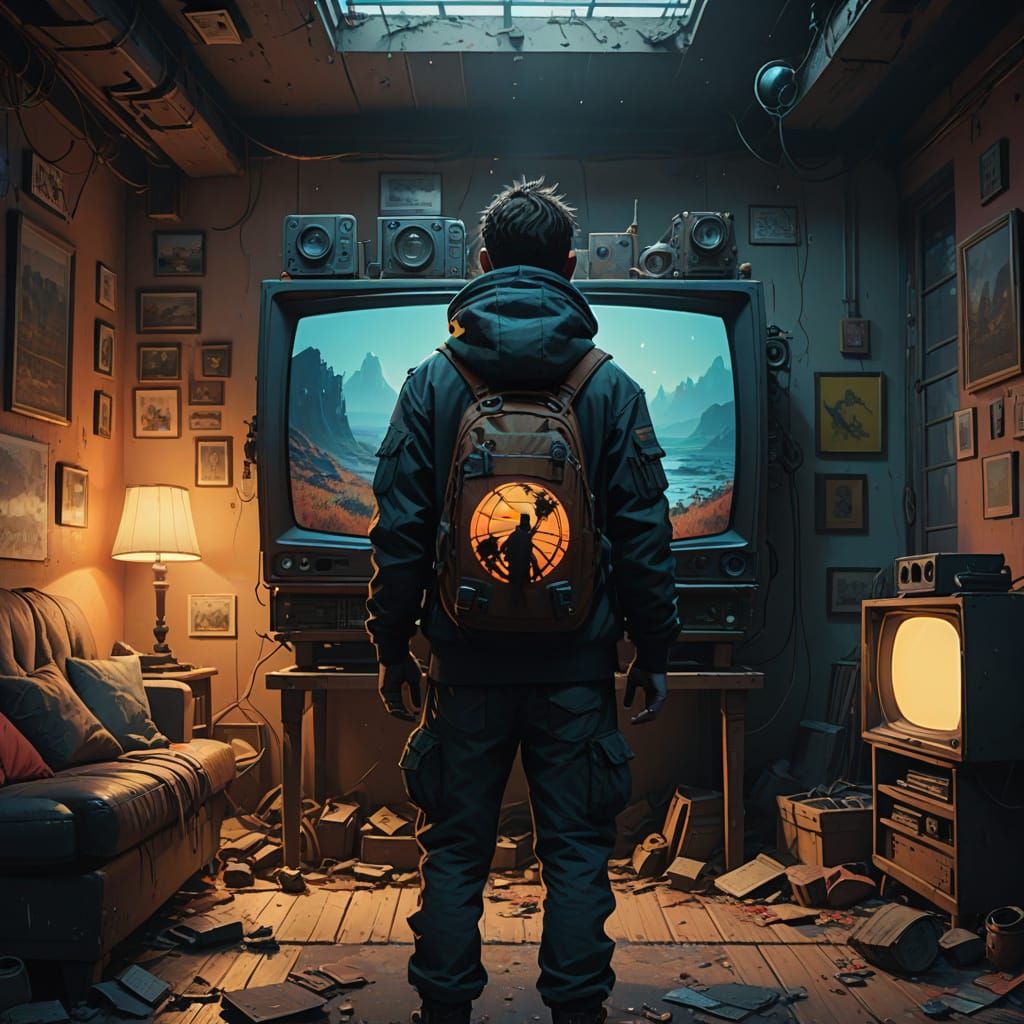 Man in Daze, Mesmerized by TV Glow