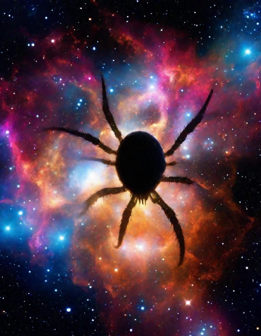 Space Spider Emitting Supernova Light in Nebula Galaxy