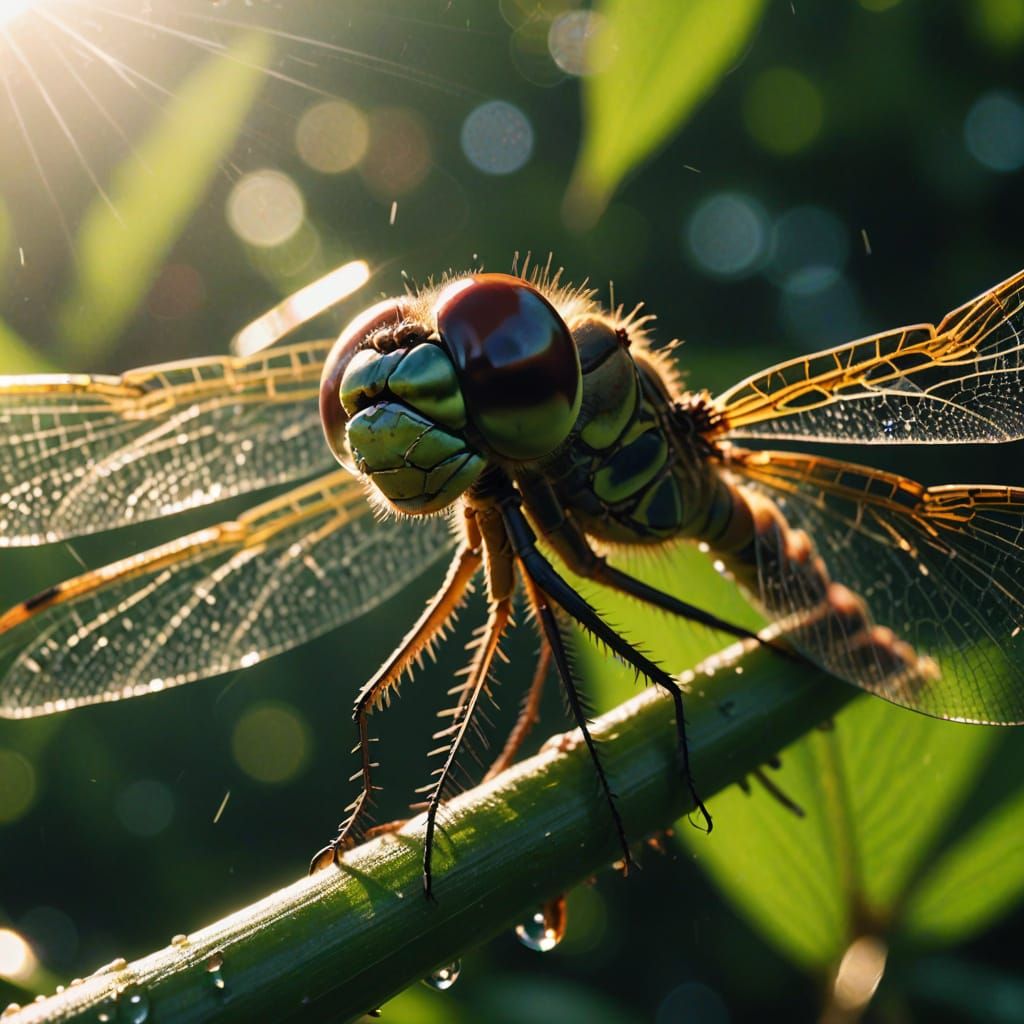 Macro Close-Up of a Dragonfly's Face
