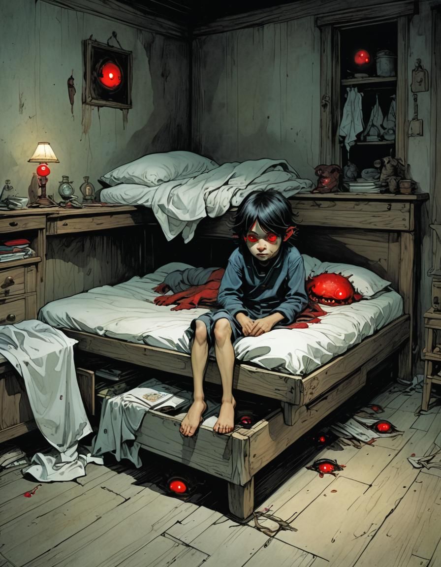 Eerie Red Eyes Lurk in Child's Bedroom