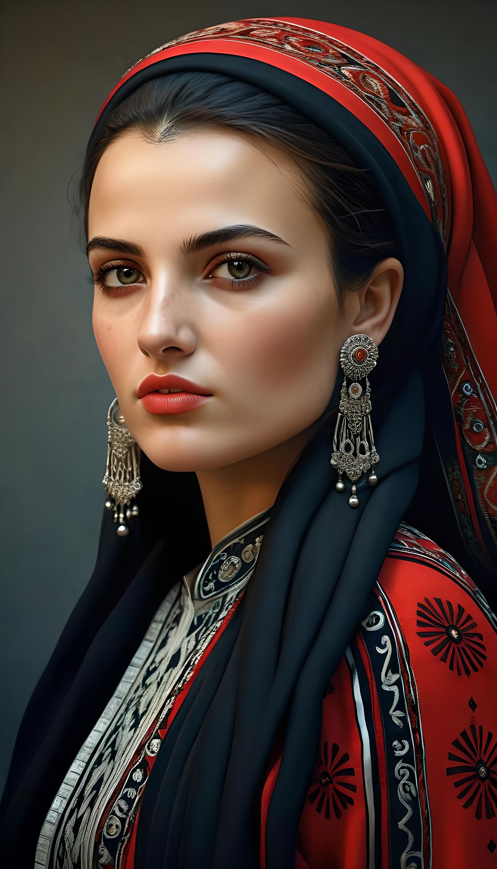 Hyperrealistic Portrait of Albanian Woman