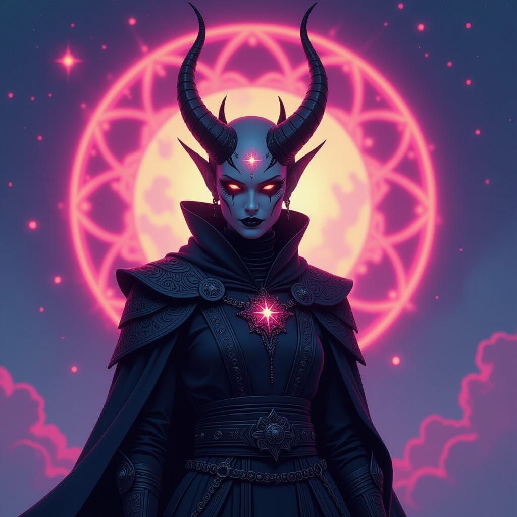 Star Demon in Cosmic Attire as Digital Art