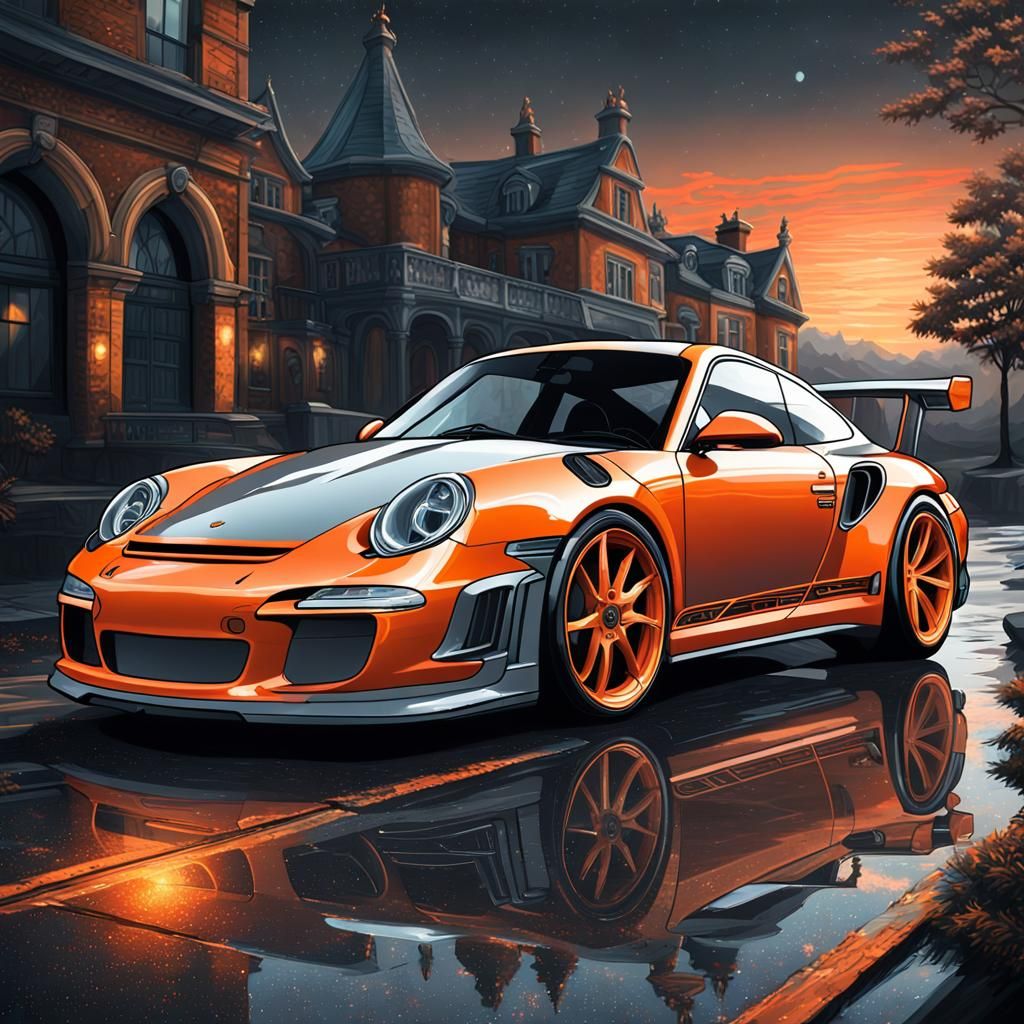 Light orange and grey Porsche 911 gt2
