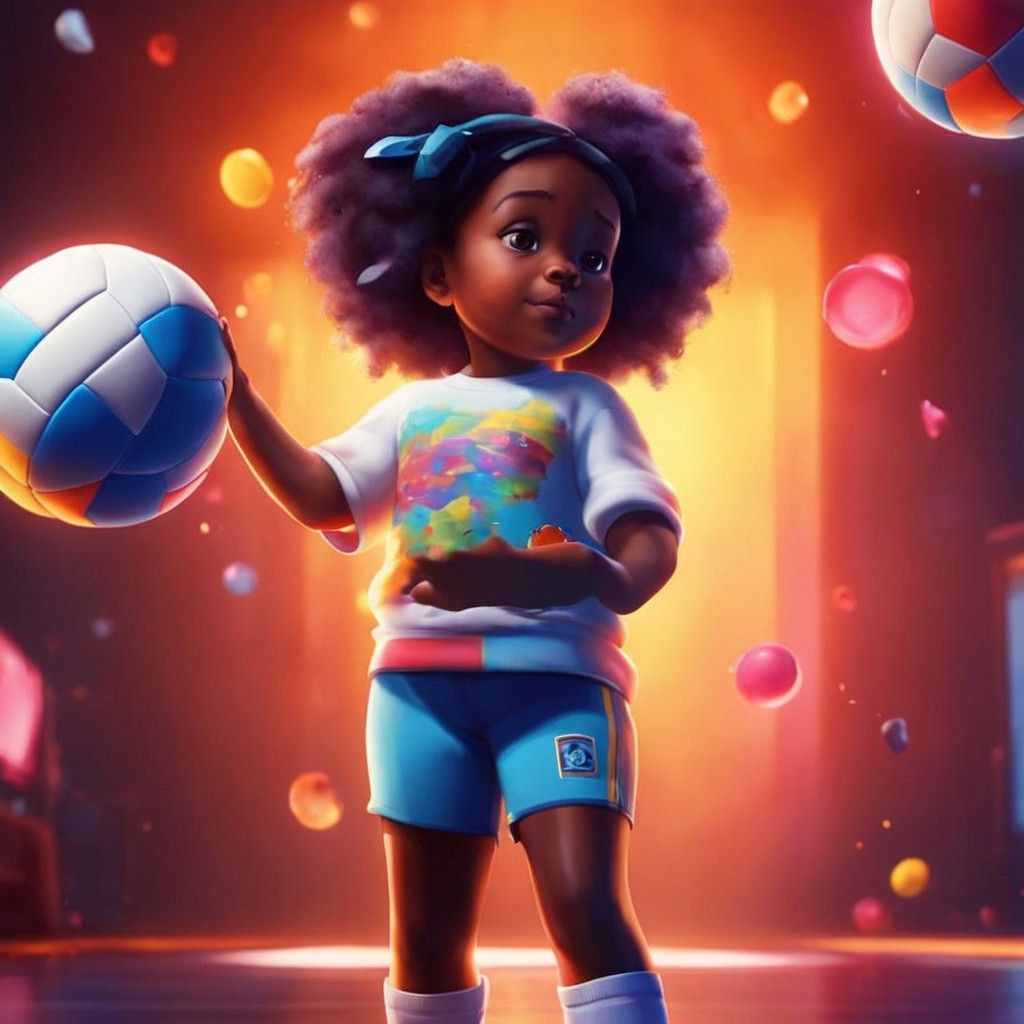 Vibrant Volleyball Action in Graffiti Style