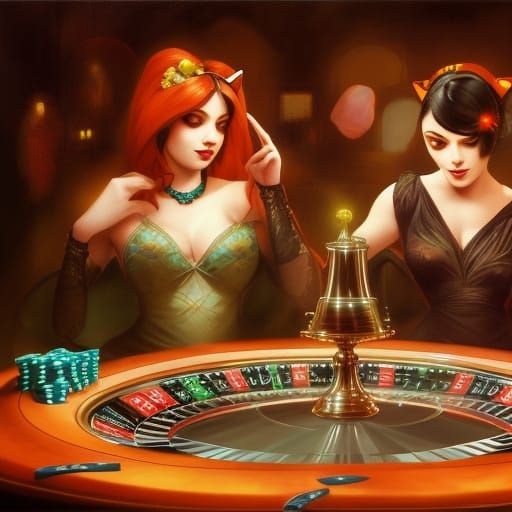 Cats Gambling at Casino: Hyperdetailed Concept Art