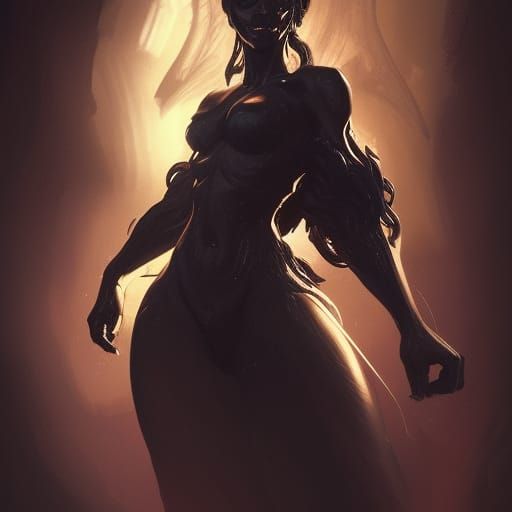 Detailed Black Devil Portrait in Digital Art Style