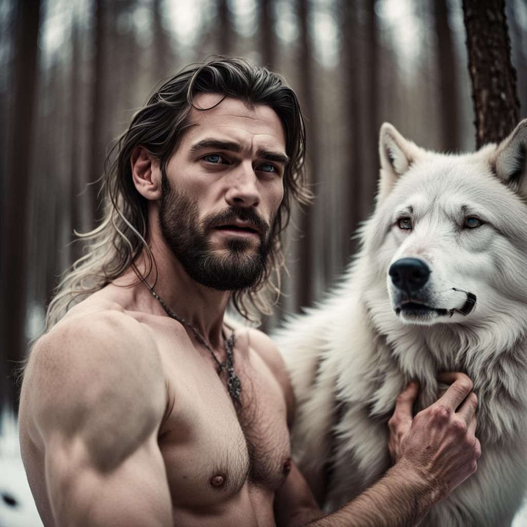 Winter Forest Portrait in Erotic Art Style