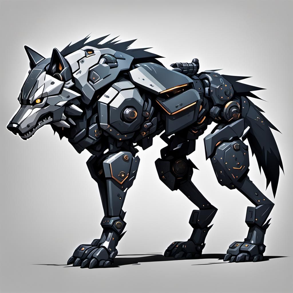 Onyx Style Mecha Wolf Digital Art
