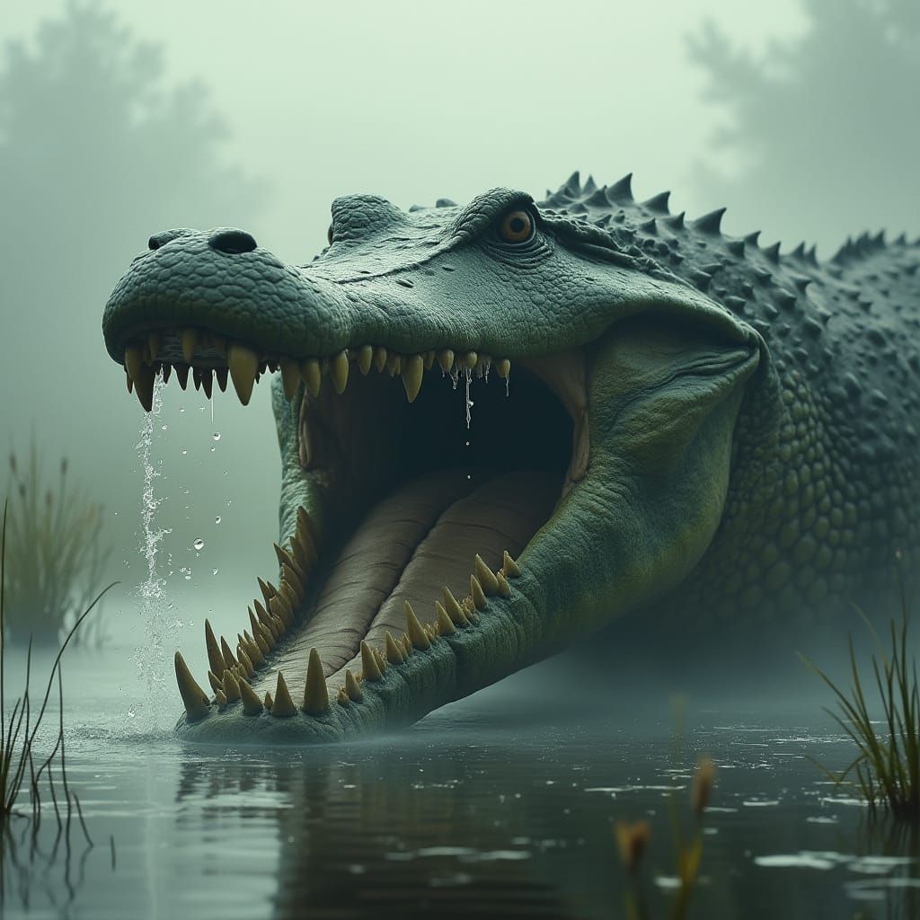 Terrifying Crocodile Emerges from Murky Water