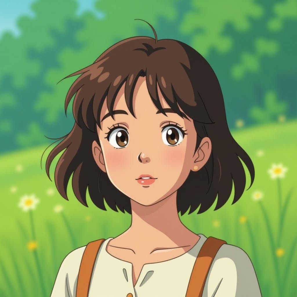 Girl's Portrait in Ghibli Animation Style