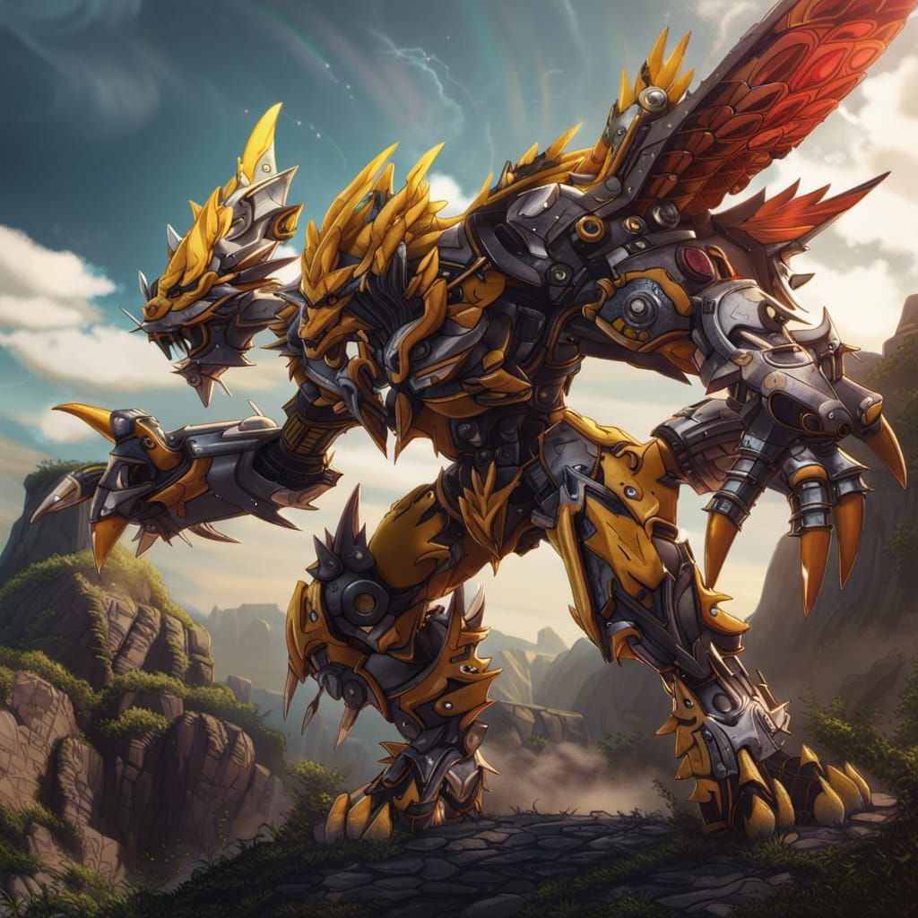 Wargreymon in Detailed Matte Painting Style