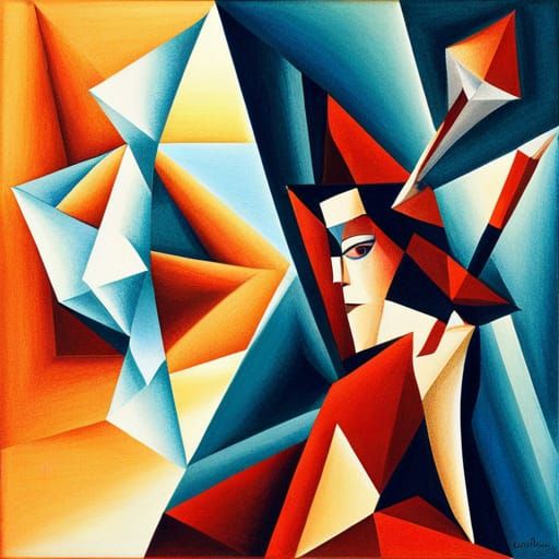 Sri Lankan Goth Witch Raven Space Explorer in Cubist Style