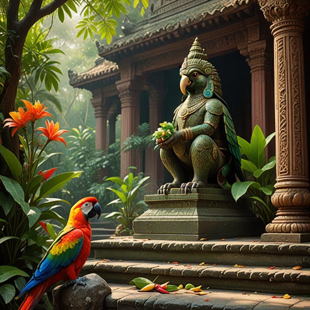 Divine Encounter in an Indian Temple Setting