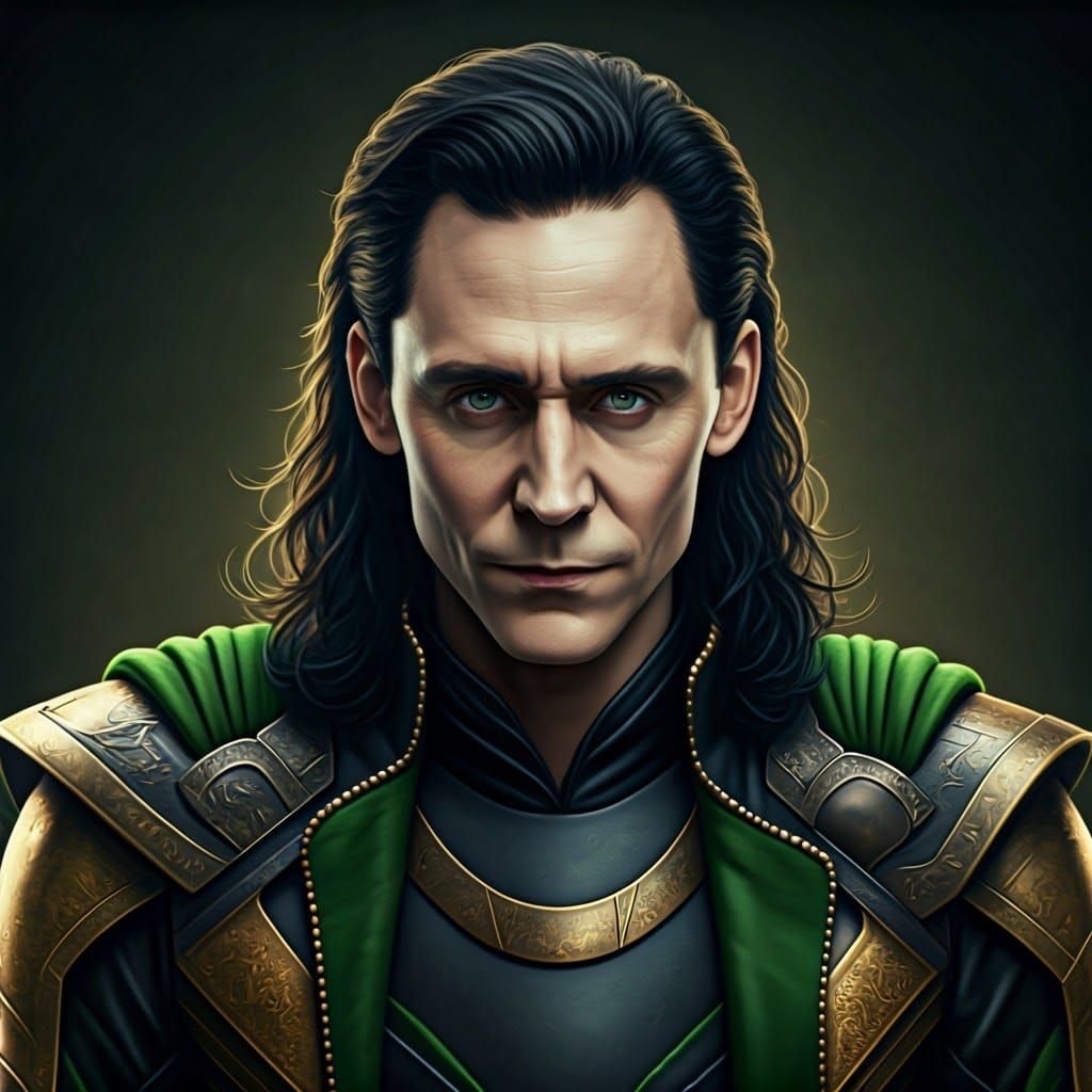 Charismatic God of Mischief in Elegant, Intricately Detailed...