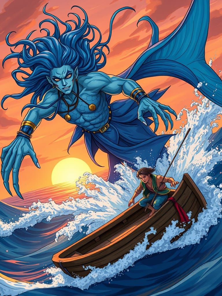 Triton Rogue Emerges from the Open Sea in Anime-Style Ambush