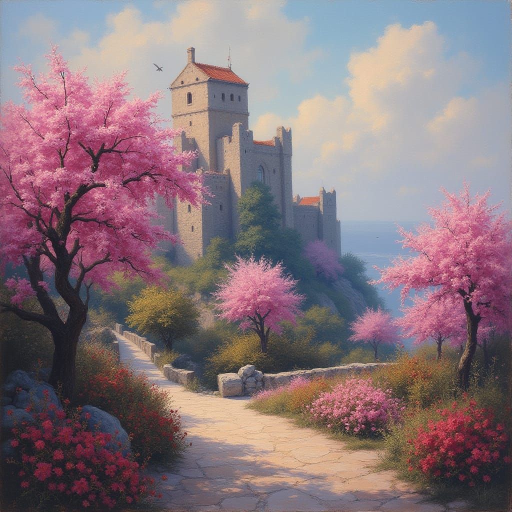 Orchid Citadel in Impressionist Style