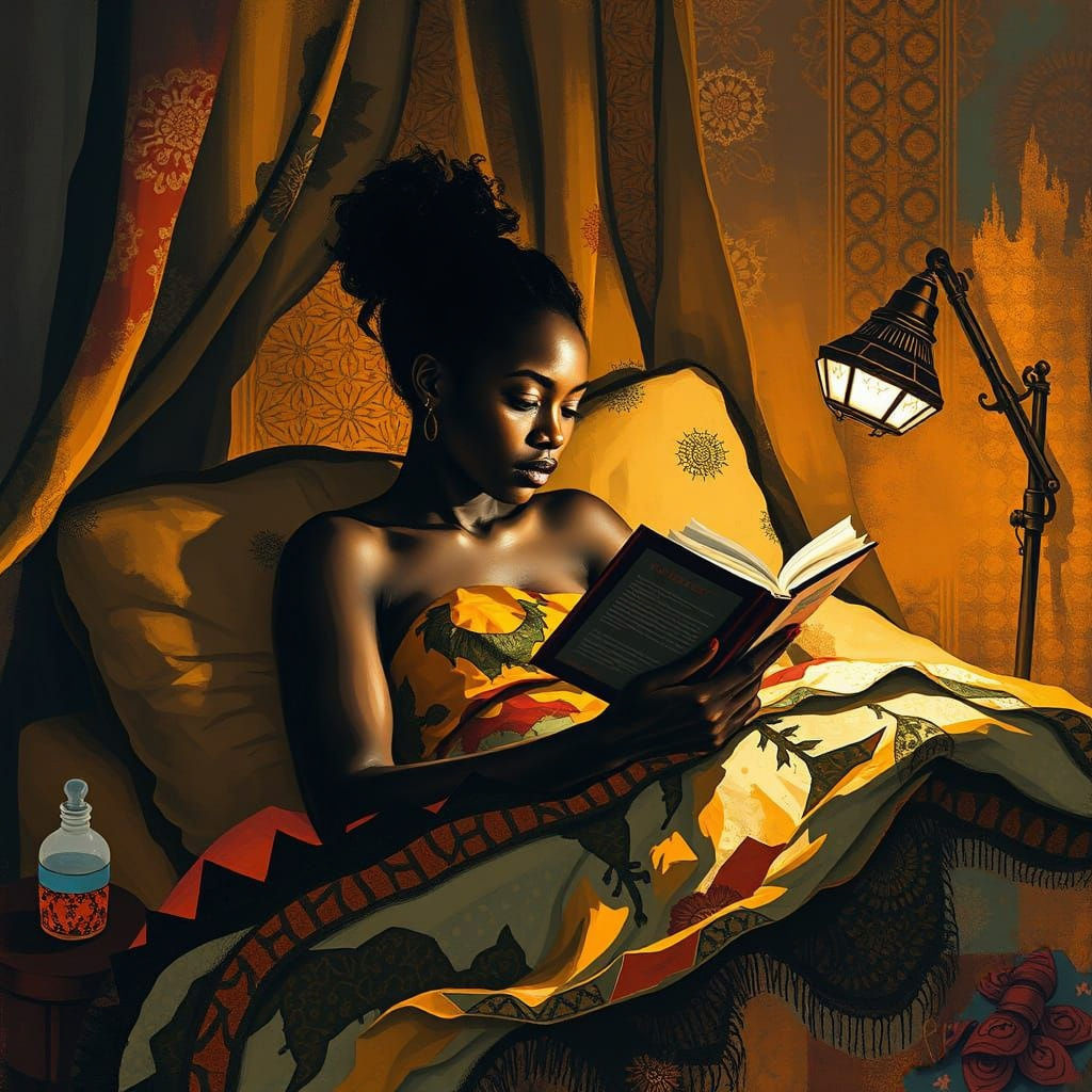 Cozy Bedroom Scene: Reading in Bed