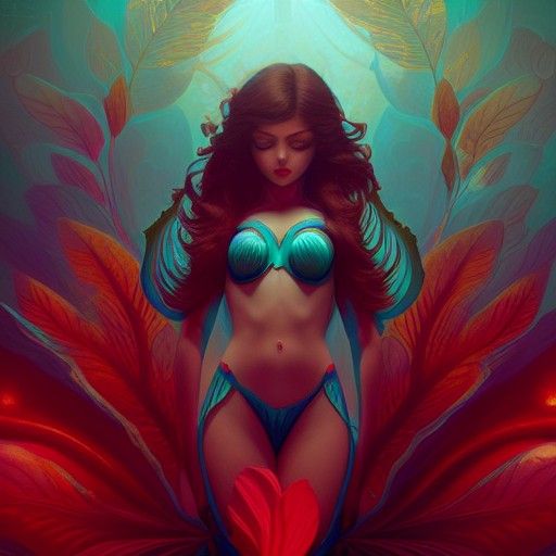 Sinister Mermaid Portrait with Teal Breastplate