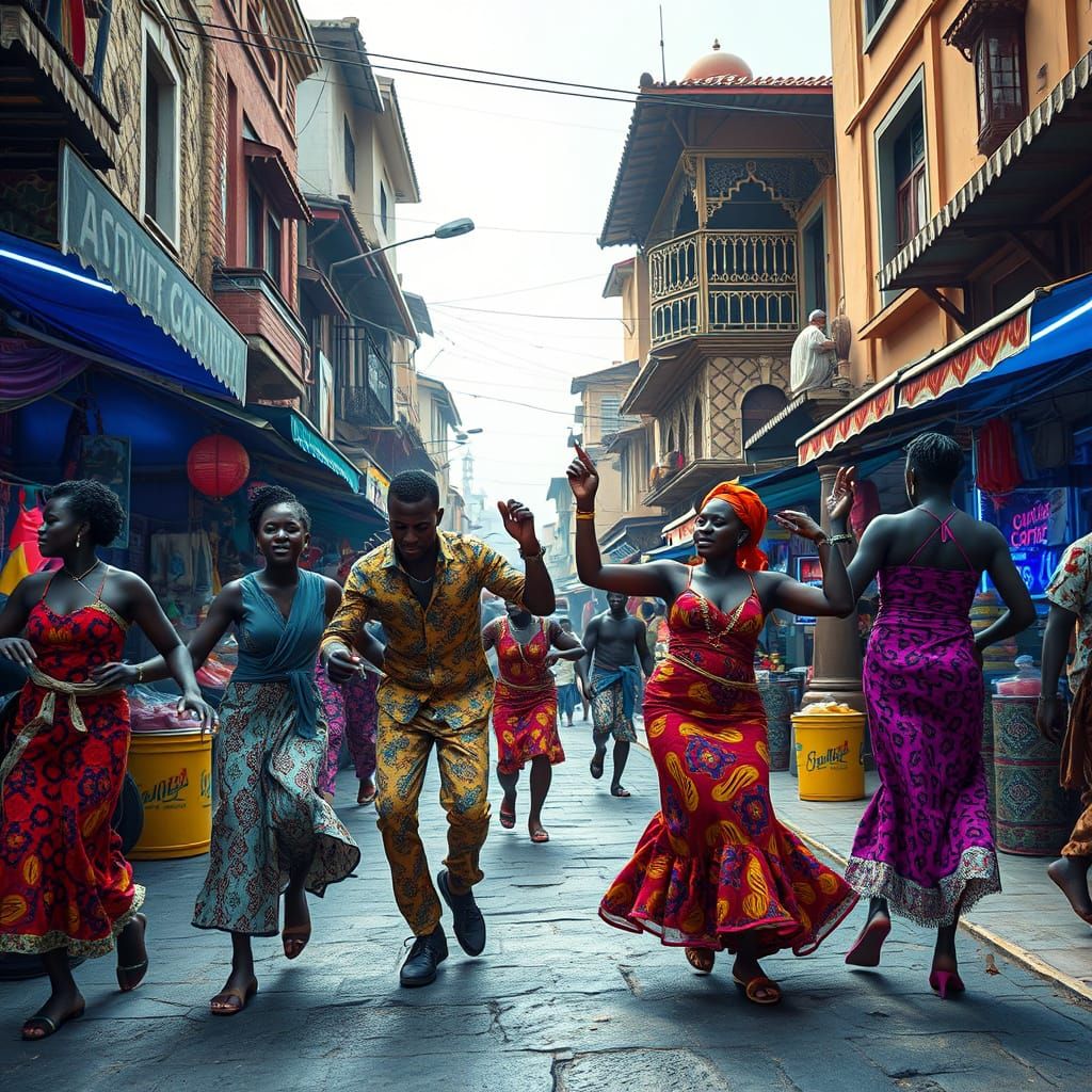 Dancing in Zaïre: Vibrant Street Scene