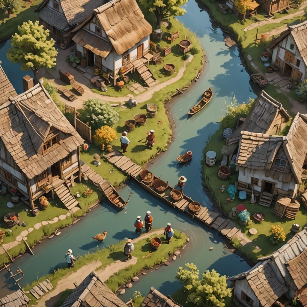 Rustic Village Life in Cinematic 3D