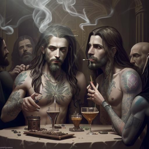 Blasphemous Party Scene in Baroque Style