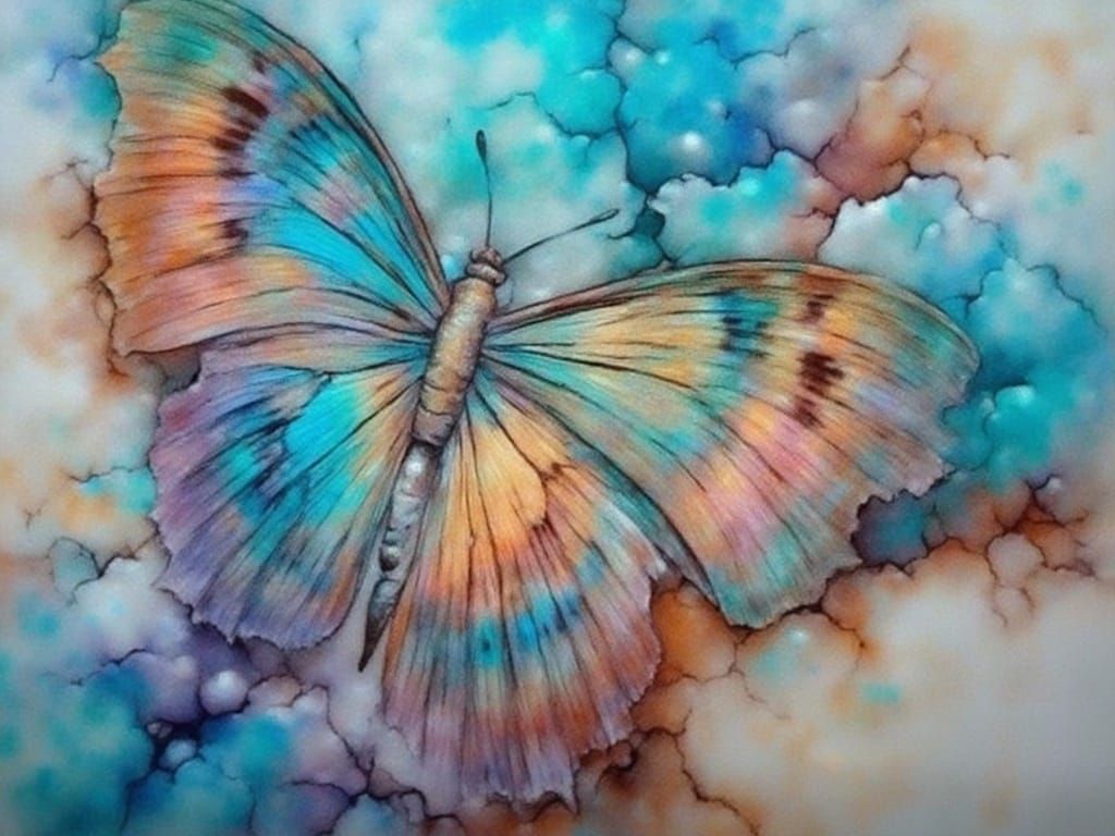 Golden Leaf Dust Butterfly Illustration