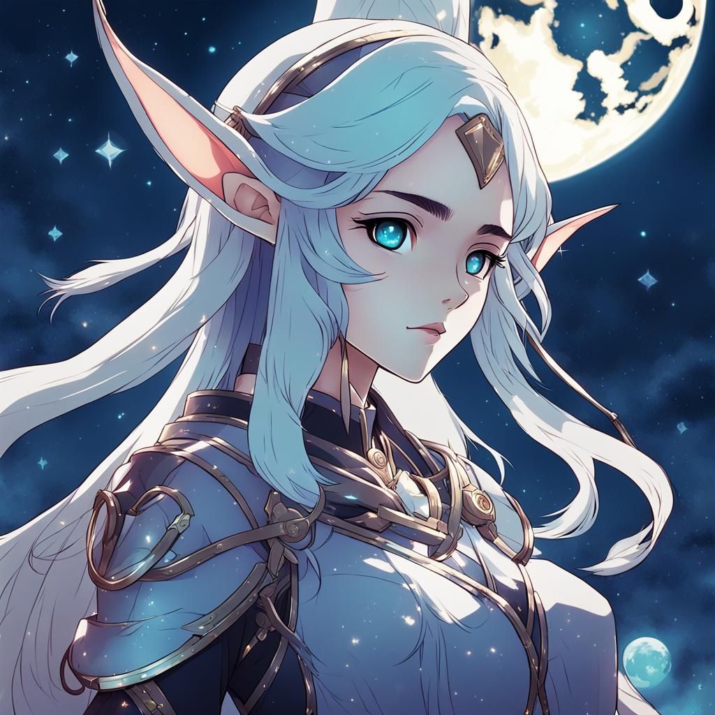 Moon Elf Girl in Anime Style Manga Scan