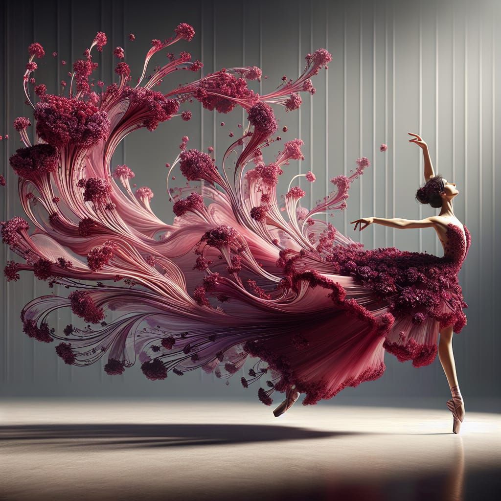 Ballerina's Dress Becomes a Floral Fantasy in 3D