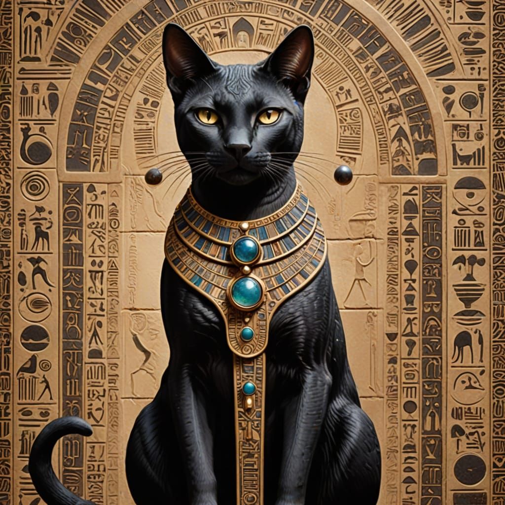 Ancient Egyptian Goddess in Celestial Hieroglyphic Setting