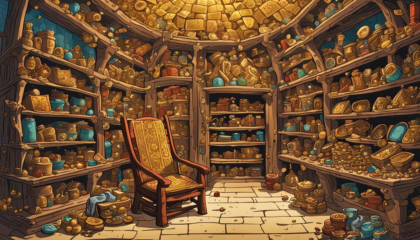 Vibrant Cartoon Treasure Vault Poster