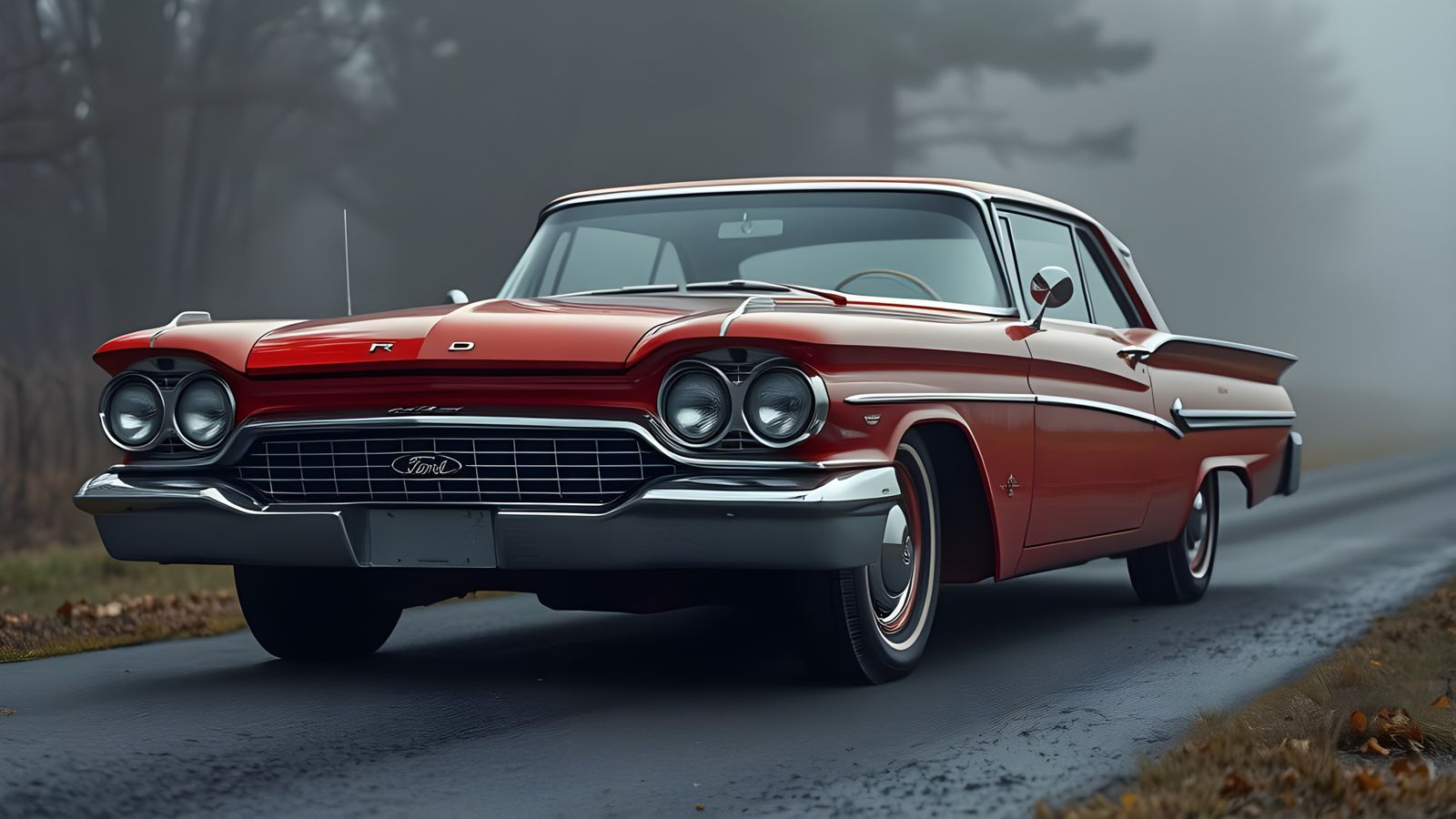 Hyperrealistic Red Ford Zephyr in Cinematic Style