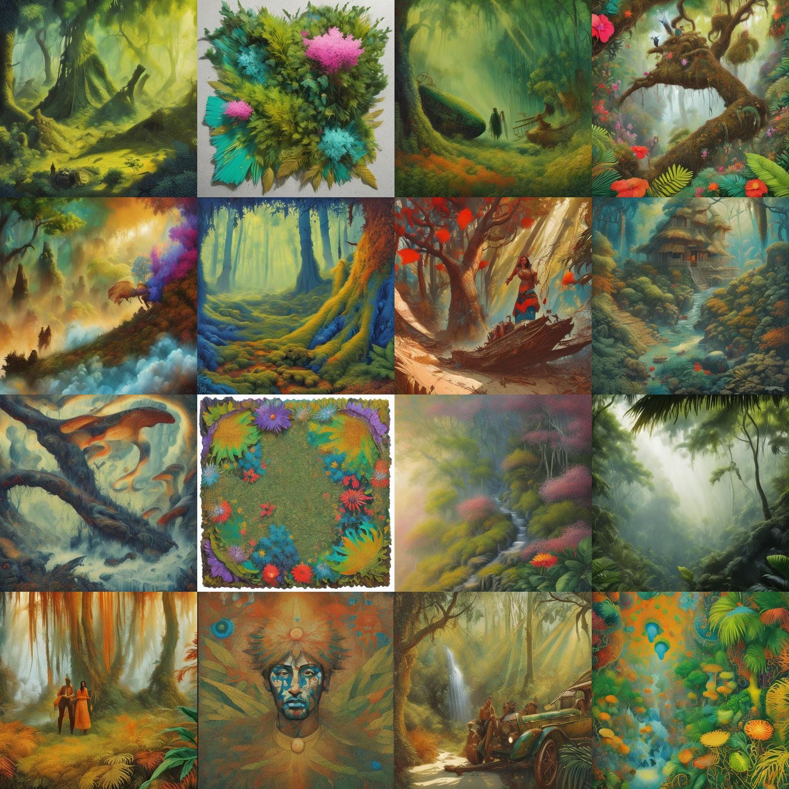 Bush Plane Crash in Peruvian Jungle: Pointillism Style