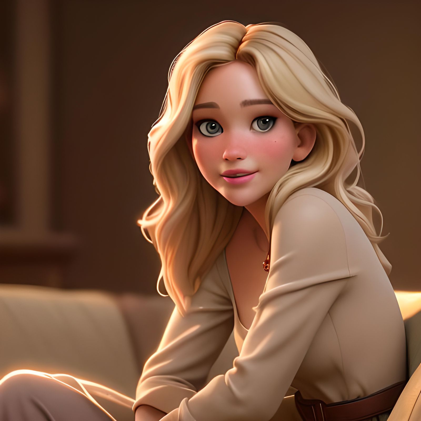 Midwestern Woman in Potato Sack Dress, 8K Render