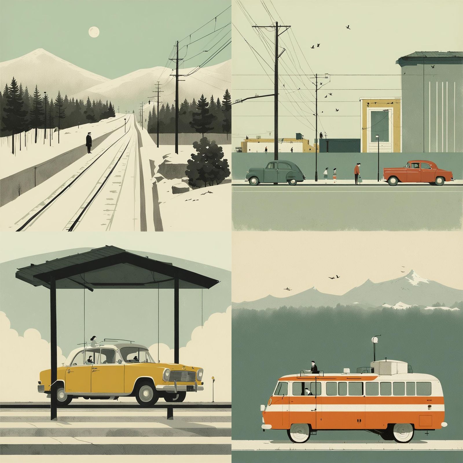 Minimalist Figure in Surreal Landscape Illustration