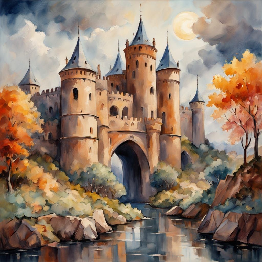 Ethereal Citadel Construction of Soul-Bricks in Neo-Impressi...