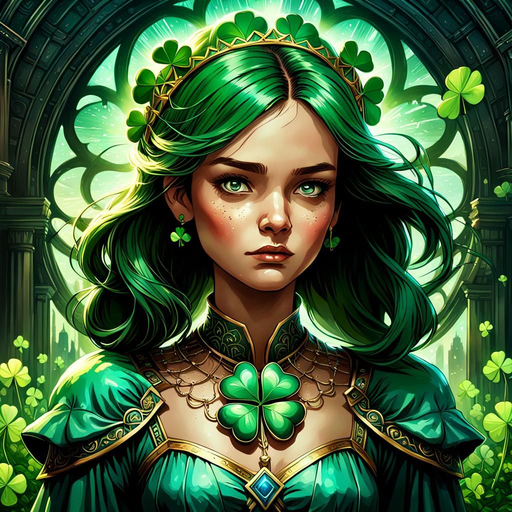 Princess with Clover Necklace: Digital Comic Art